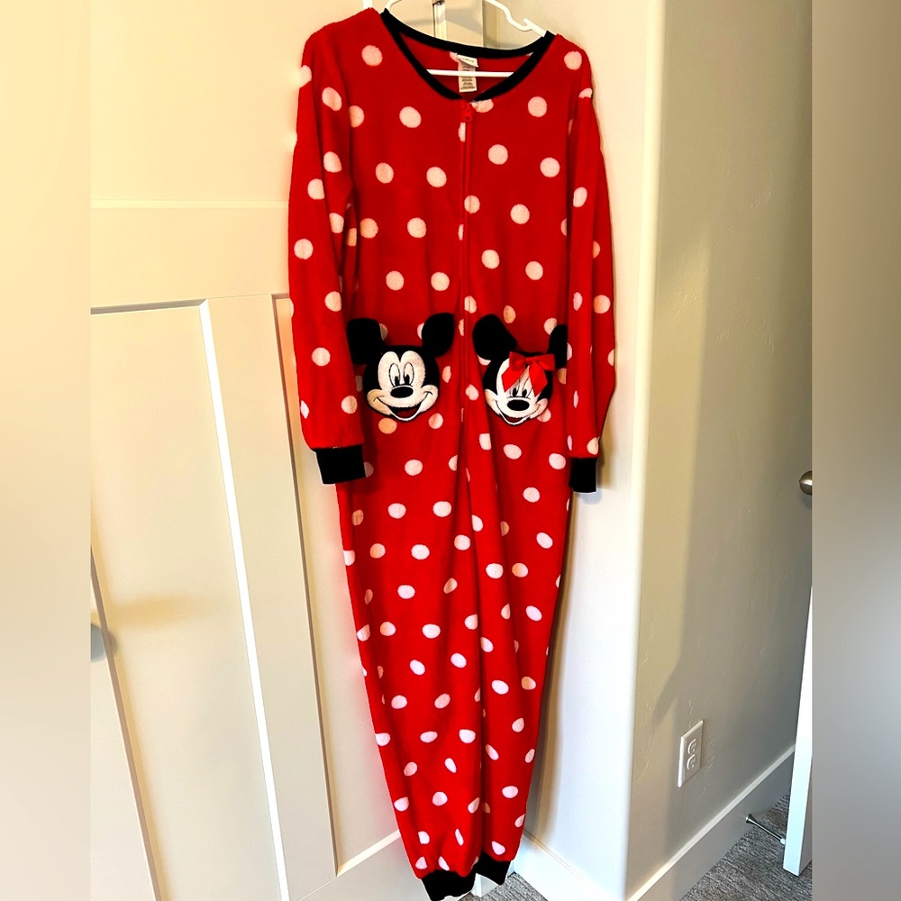 Disney Womens Juniors Fleece Onesie Pajama Long Sleeve size me